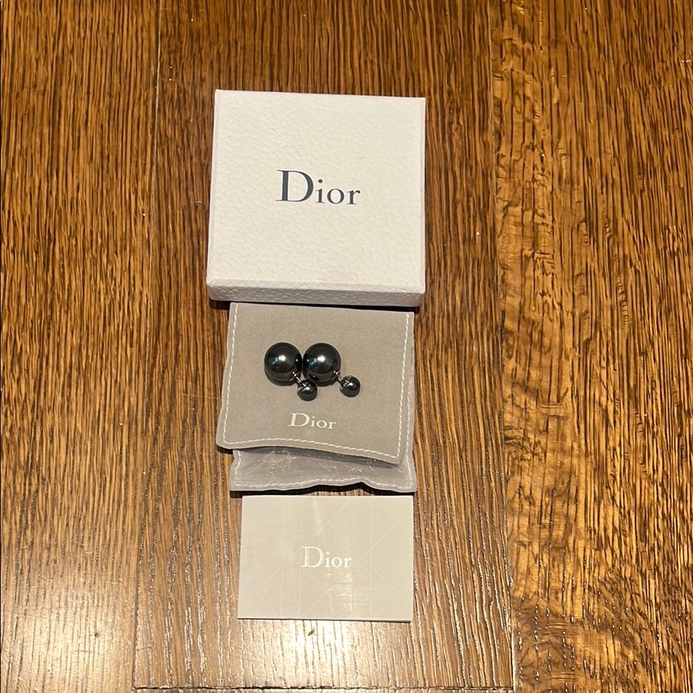 Dior Glossy Black Stud Earrings